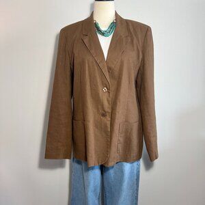 Chadwick's Vintage 55% Linen blazer 2 button closure front pockets  Size 10*